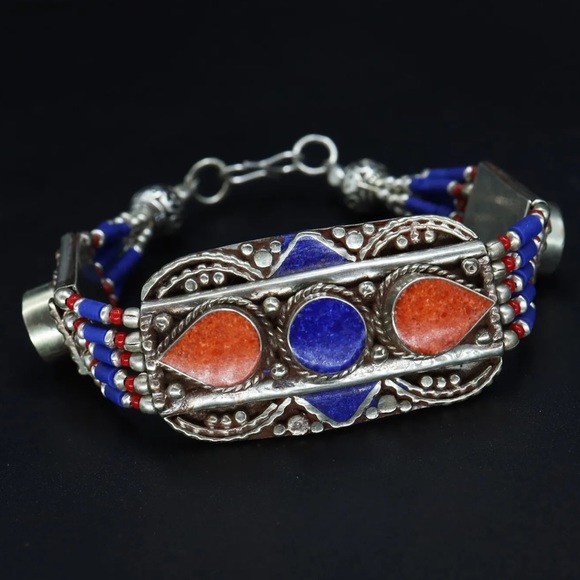 Earth Art hand crafted artisan Jewelry - Tibetan silver gemstone ethnic bracelets